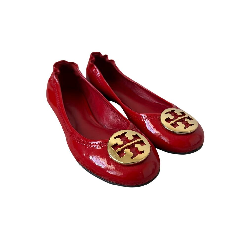 Tory Burch Girls Red Patent Leather Reva Flats Sz 12C